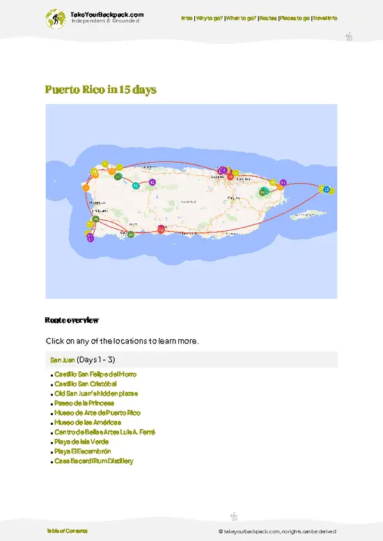example page 4 from our offline Travel Guide for Puerto Rico
